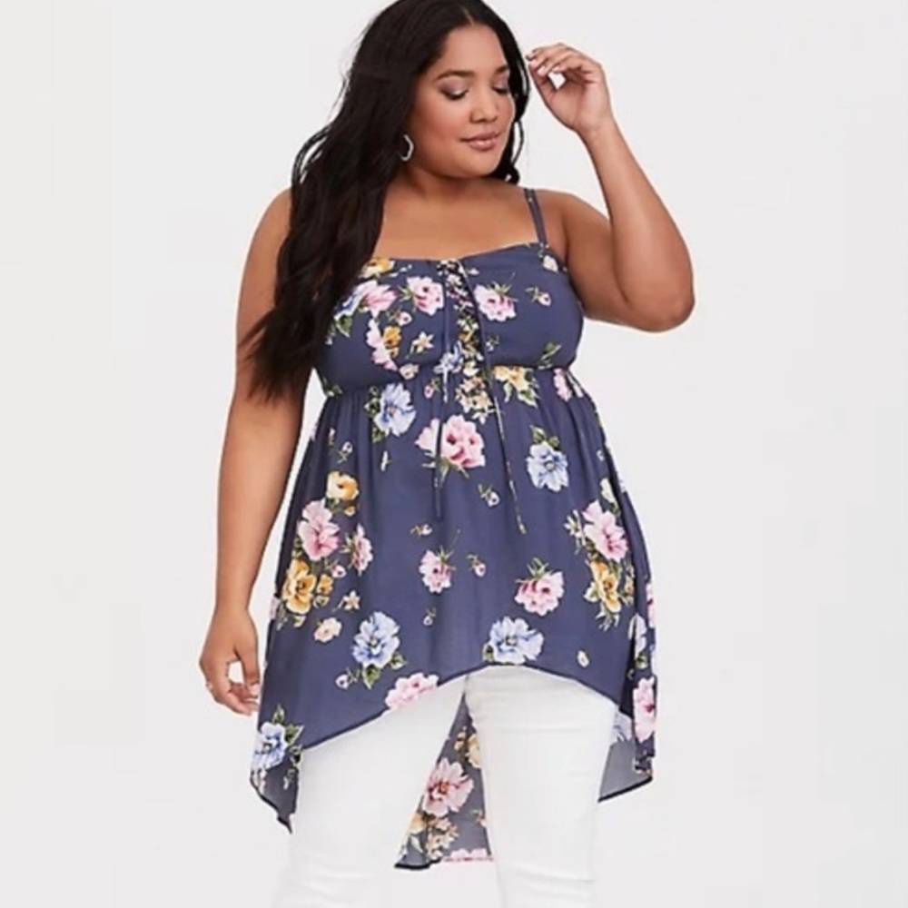 Torrid Floral Challis Hi-Lo Babydoll Top
